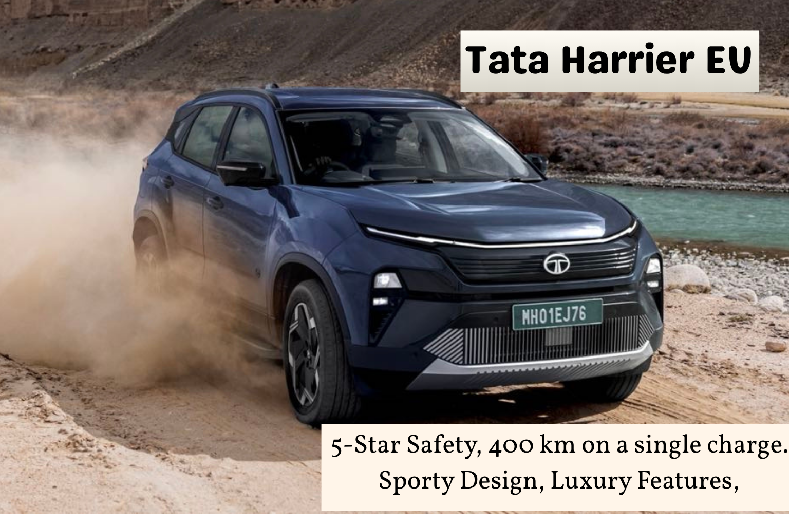 Tata Harrier EV is Here With 5-Star Safety,  400 km on a single charge., Sporty Design, Luxury Features,
