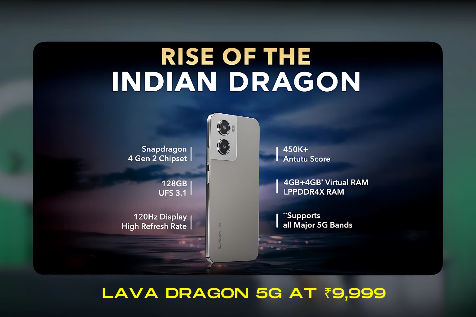 Lava Dragon 5G Launched at Rs 9,999: Snapdragon 4 Gen 2, 50MP Camera & 120Hz Display Under Budget